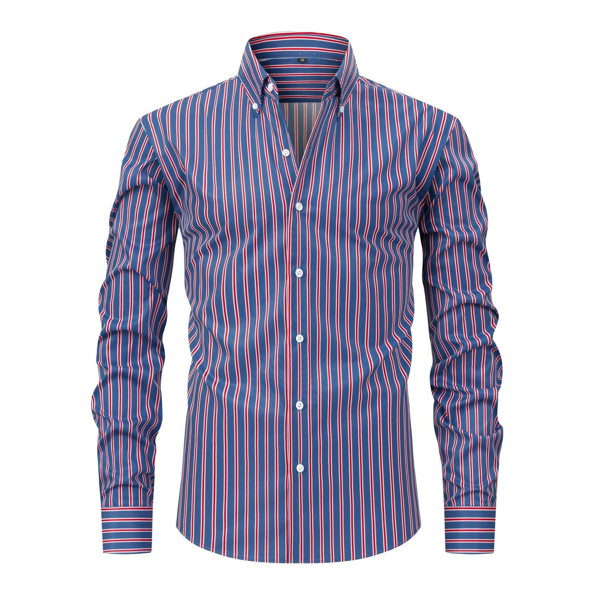 Men's Striped All-matching Ice Silk Long Sleeve Shirt