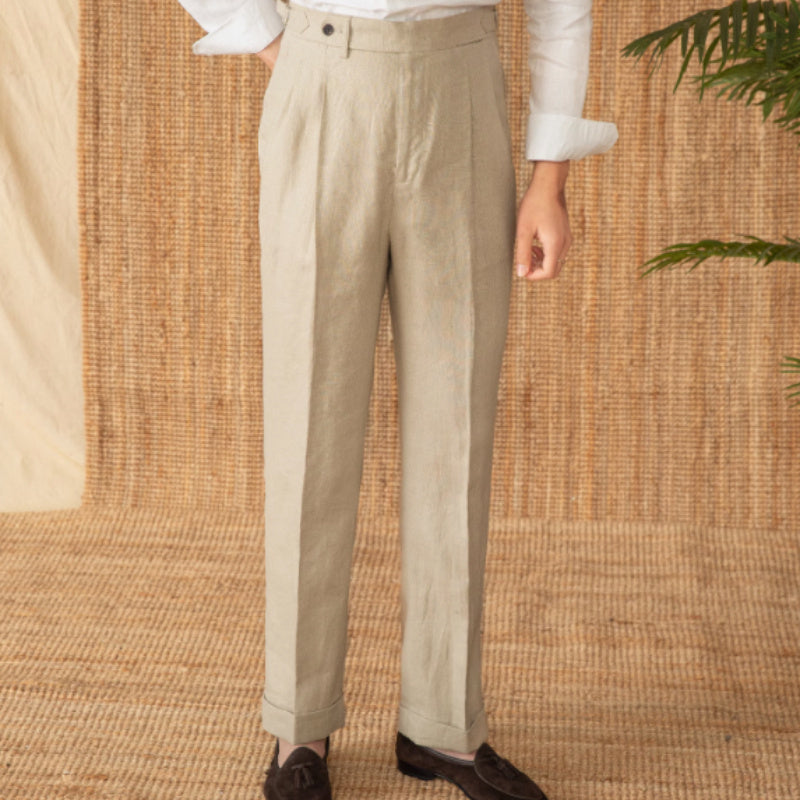 Linen High Waist Straight Loose Trousers Casual Pants