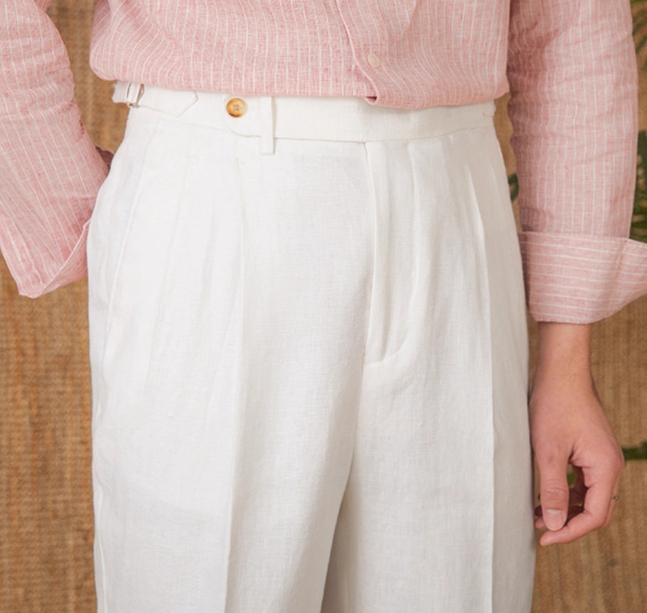 Linen High Waist Straight Loose Trousers Casual Pants