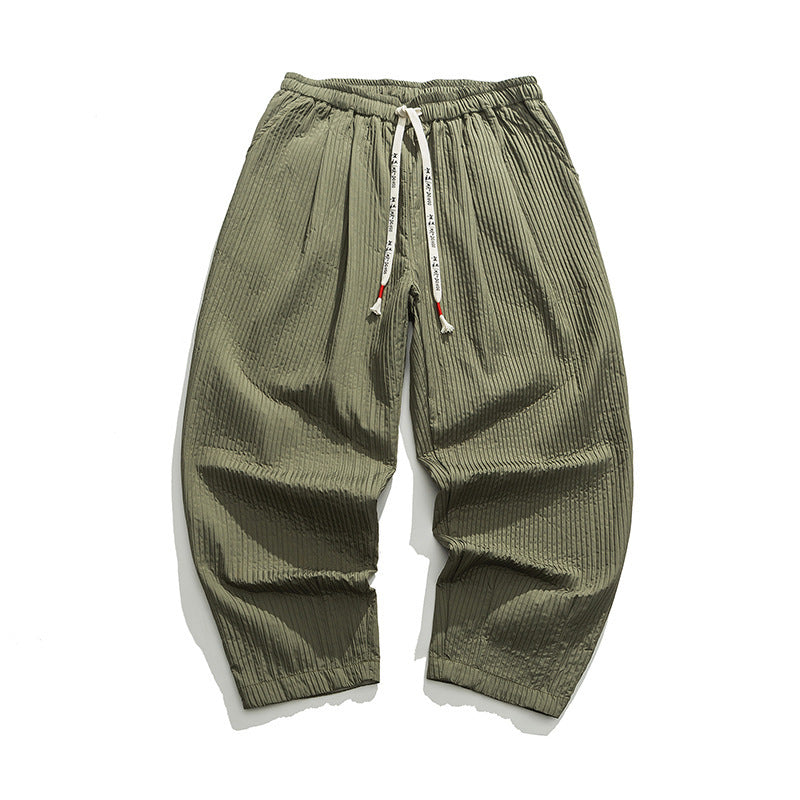Men's Casual Pants Loose Solid Color Overalls Straight-leg Trousers