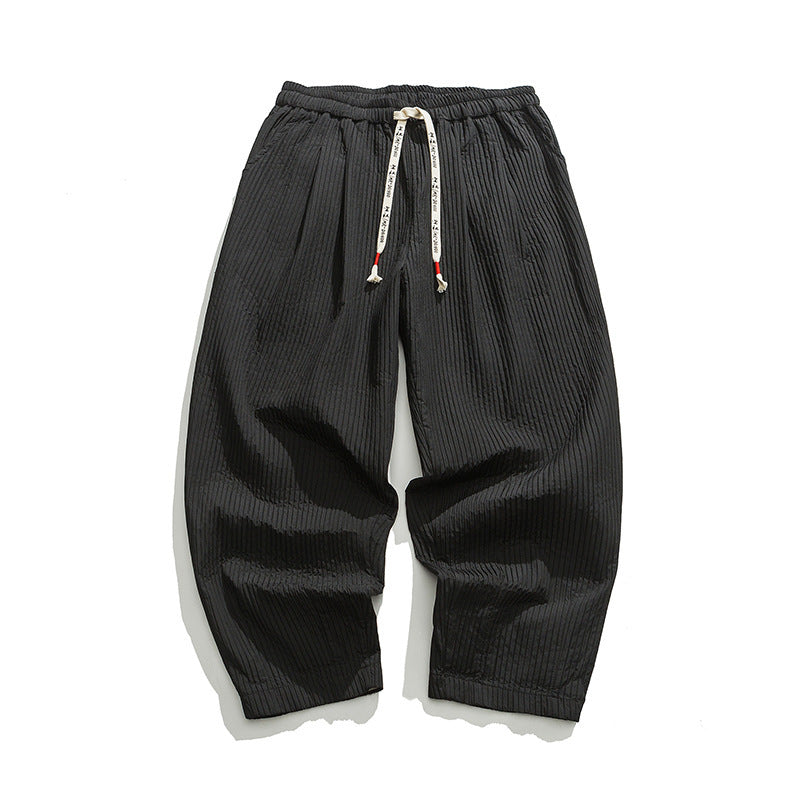 Men's Casual Pants Loose Solid Color Overalls Straight-leg Trousers