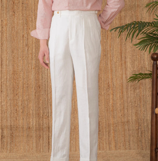 Linen High Waist Straight Loose Trousers Casual Pants