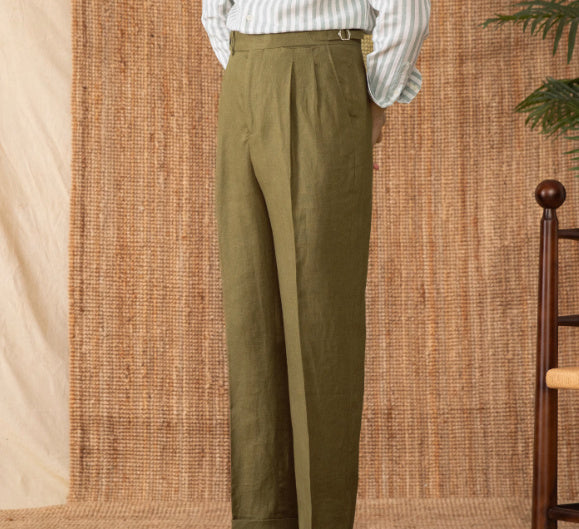 Linen High Waist Straight Loose Trousers Casual Pants