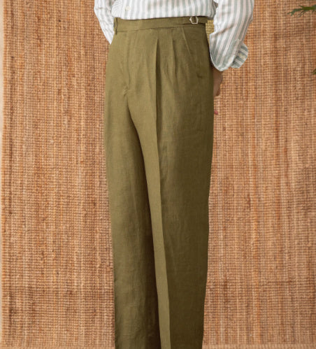 Linen High Waist Straight Loose Trousers Casual Pants